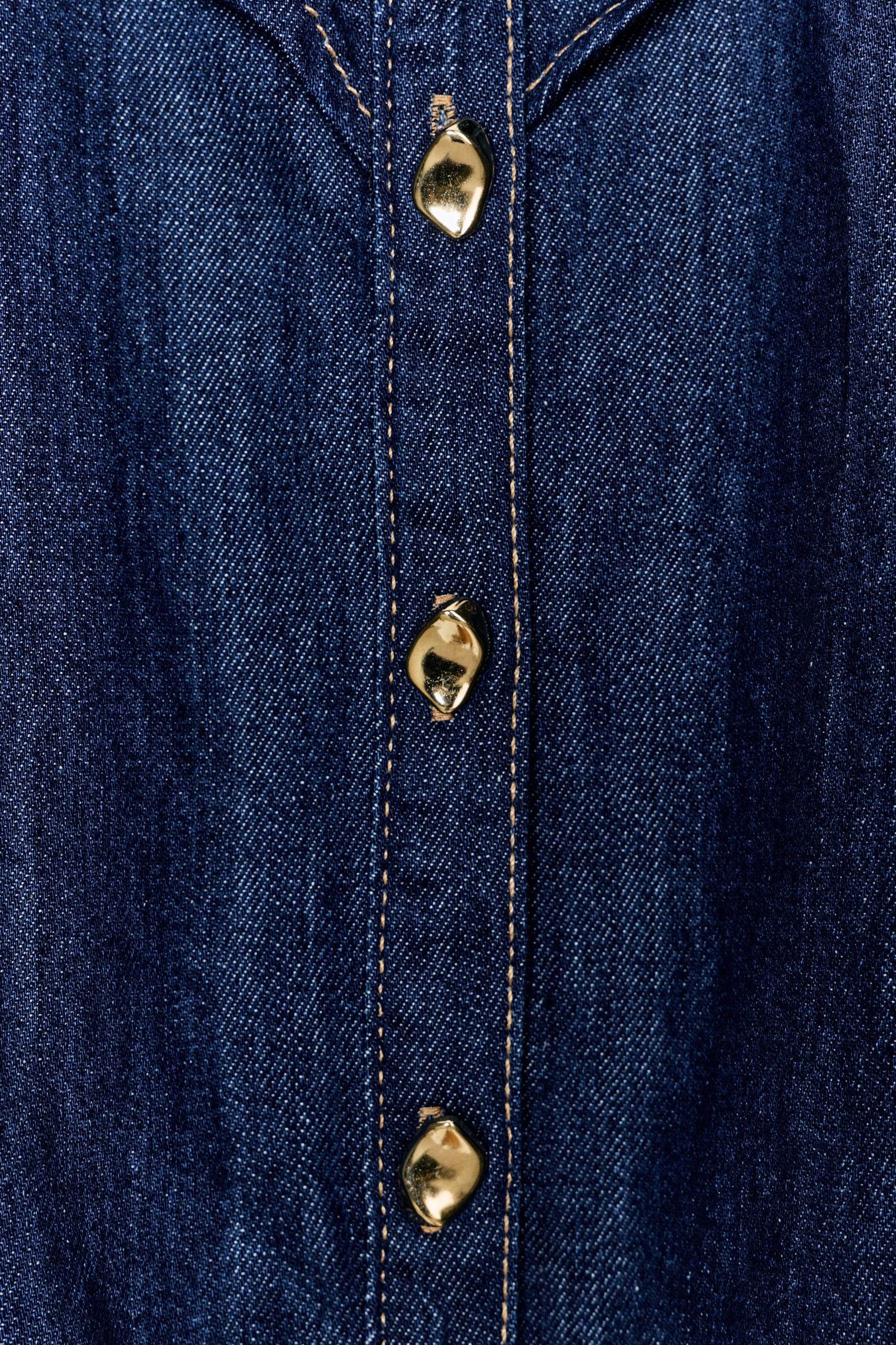 Denim Shirt with Ruffles