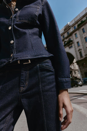 Slim Mid-Waist Belted Jeans