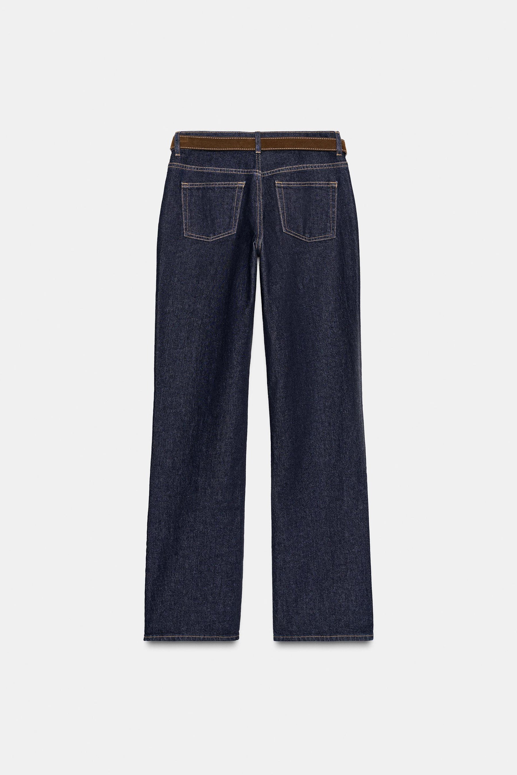 Slim Mid-Waist Belted Jeans