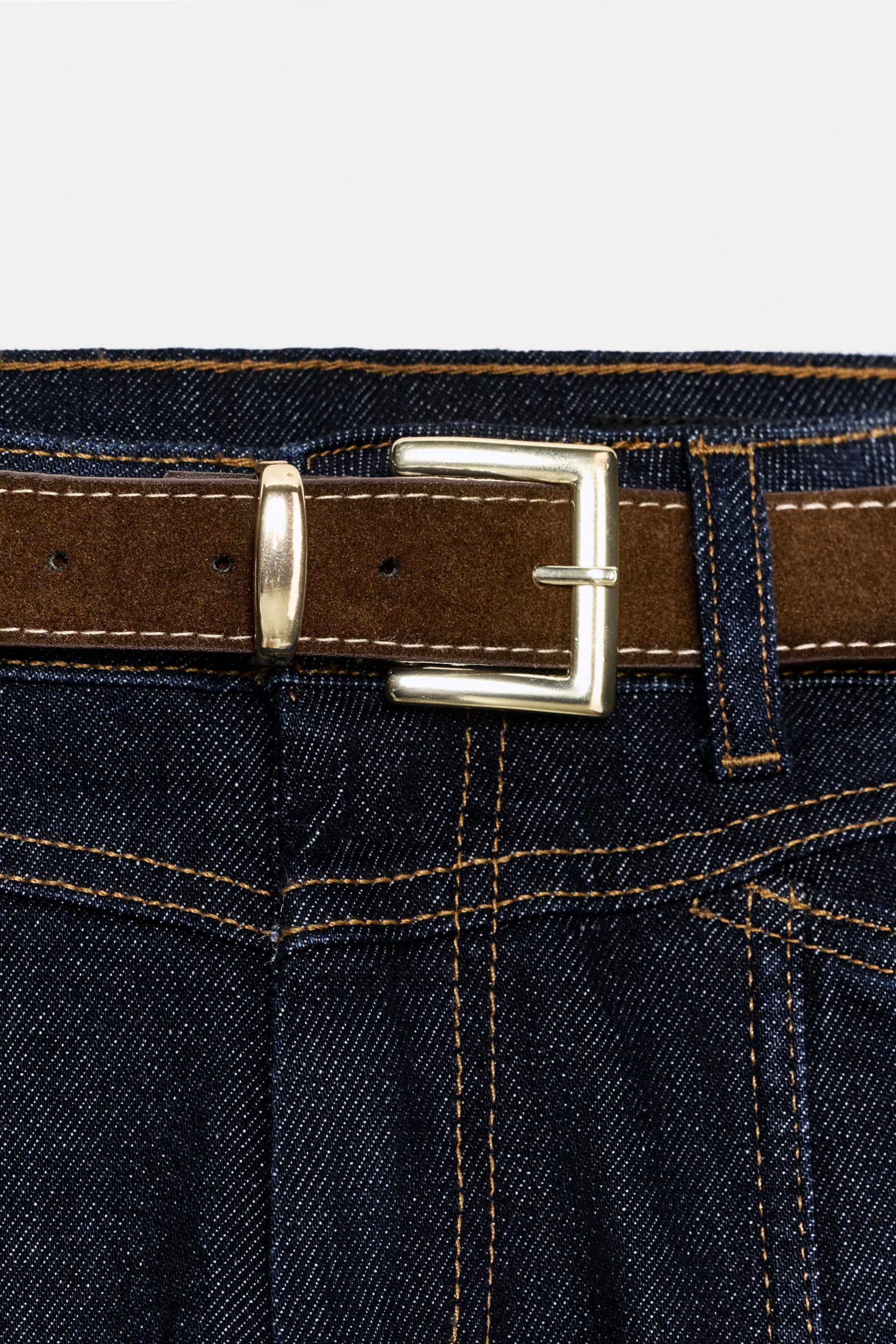 Slim Mid-Waist Belted Jeans