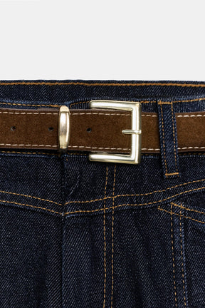 Slim Mid-Waist Belted Jeans