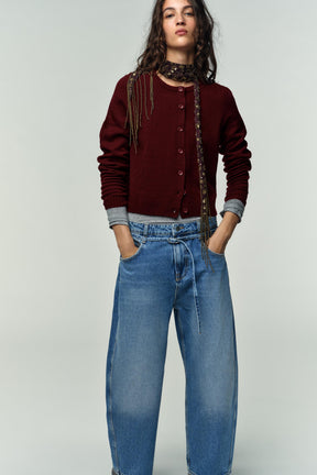 Mid-waist barrel-leg jeans