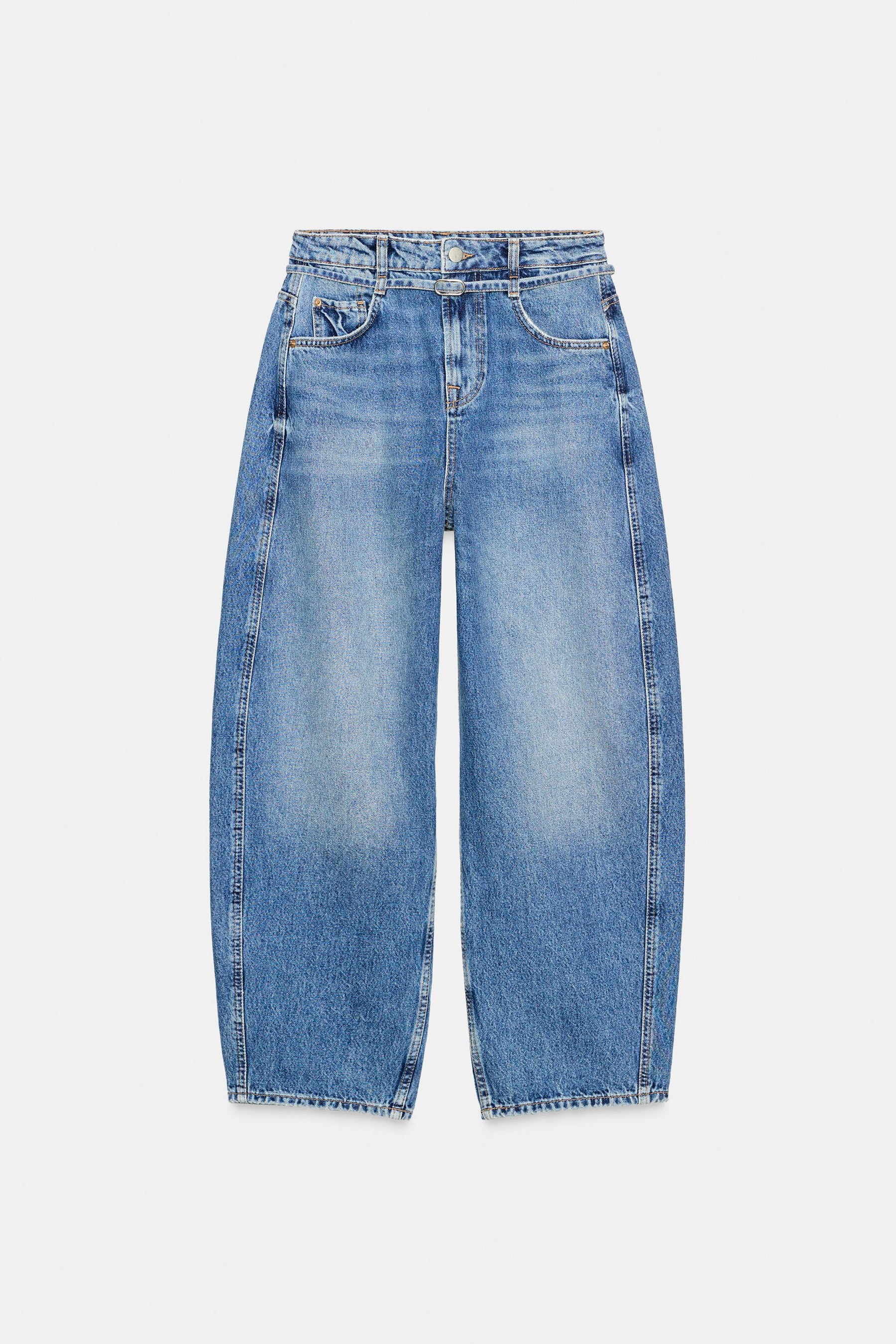 Mid-waist barrel-leg jeans