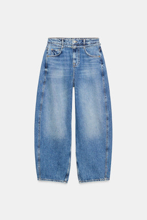 Mid-waist barrel-leg jeans