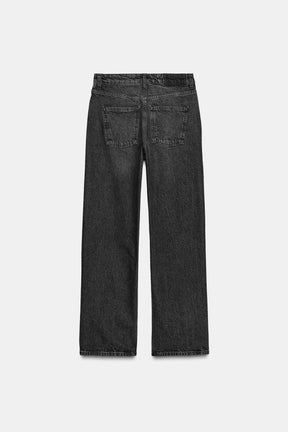 Shiny High-Waist Straight Jeans