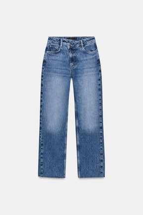 Straight High-Waist Cross-Over Jeans