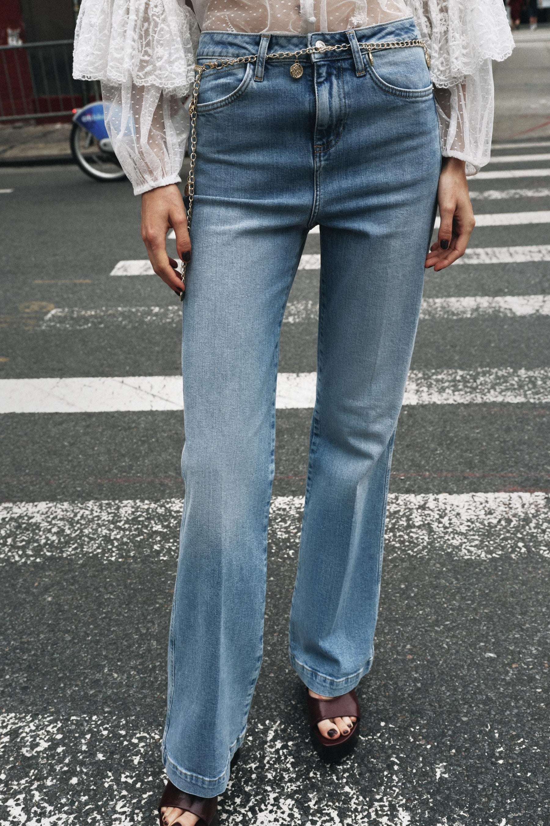 High-waist bootcut jeans