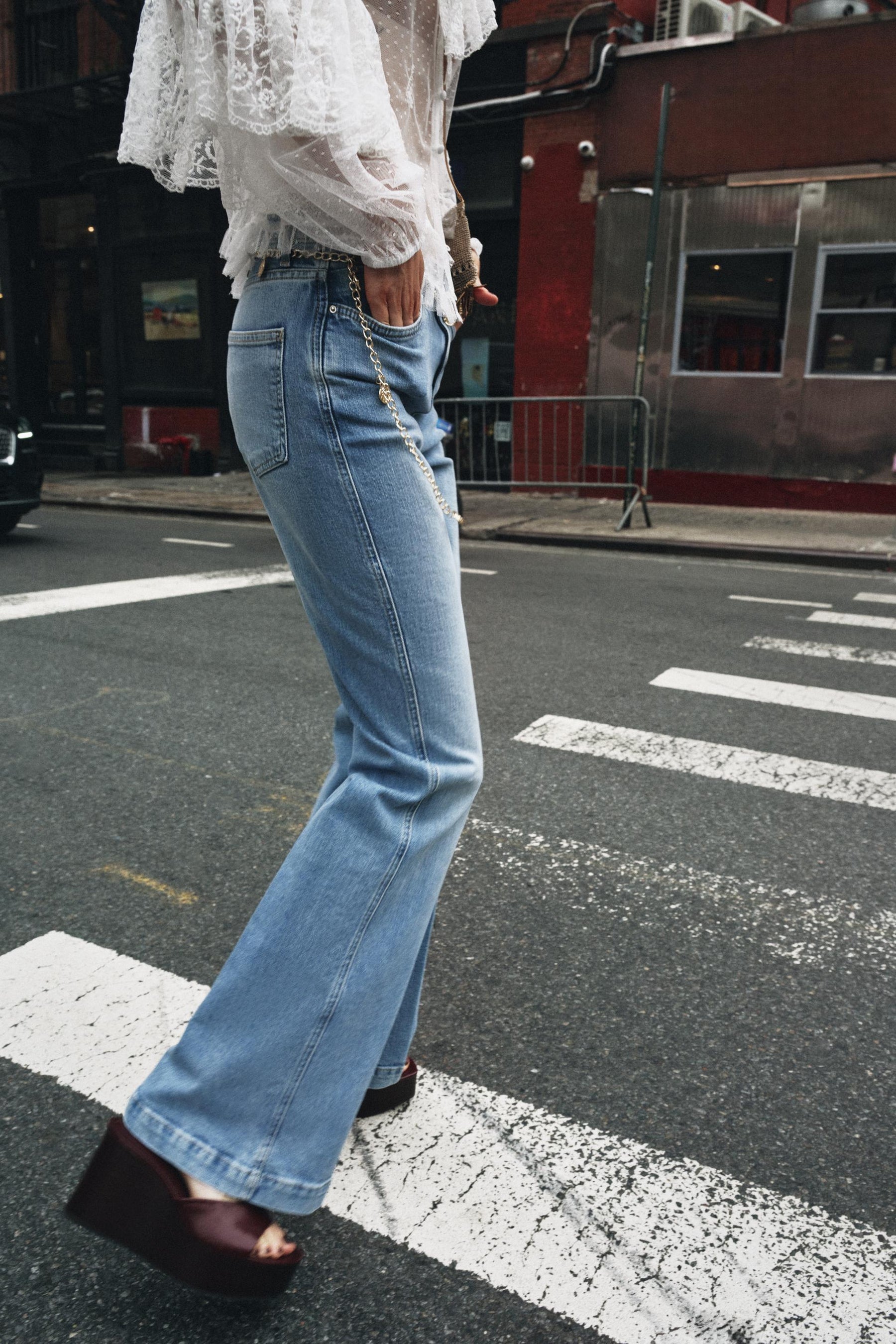 High-waist bootcut jeans