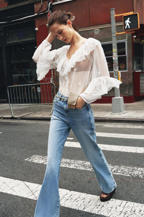 High-waist bootcut jeans