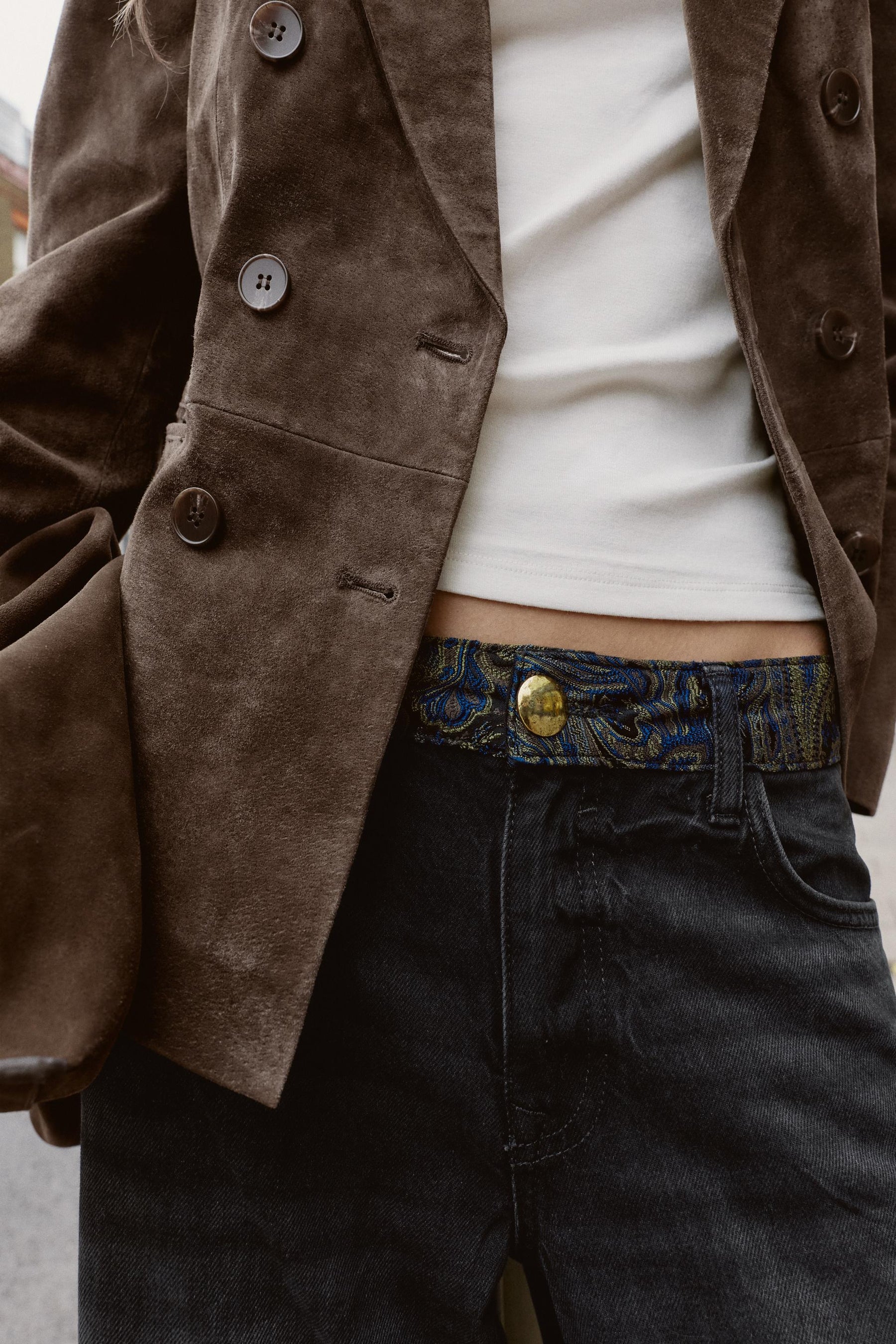 Mid-Waist Jacquard Jeans