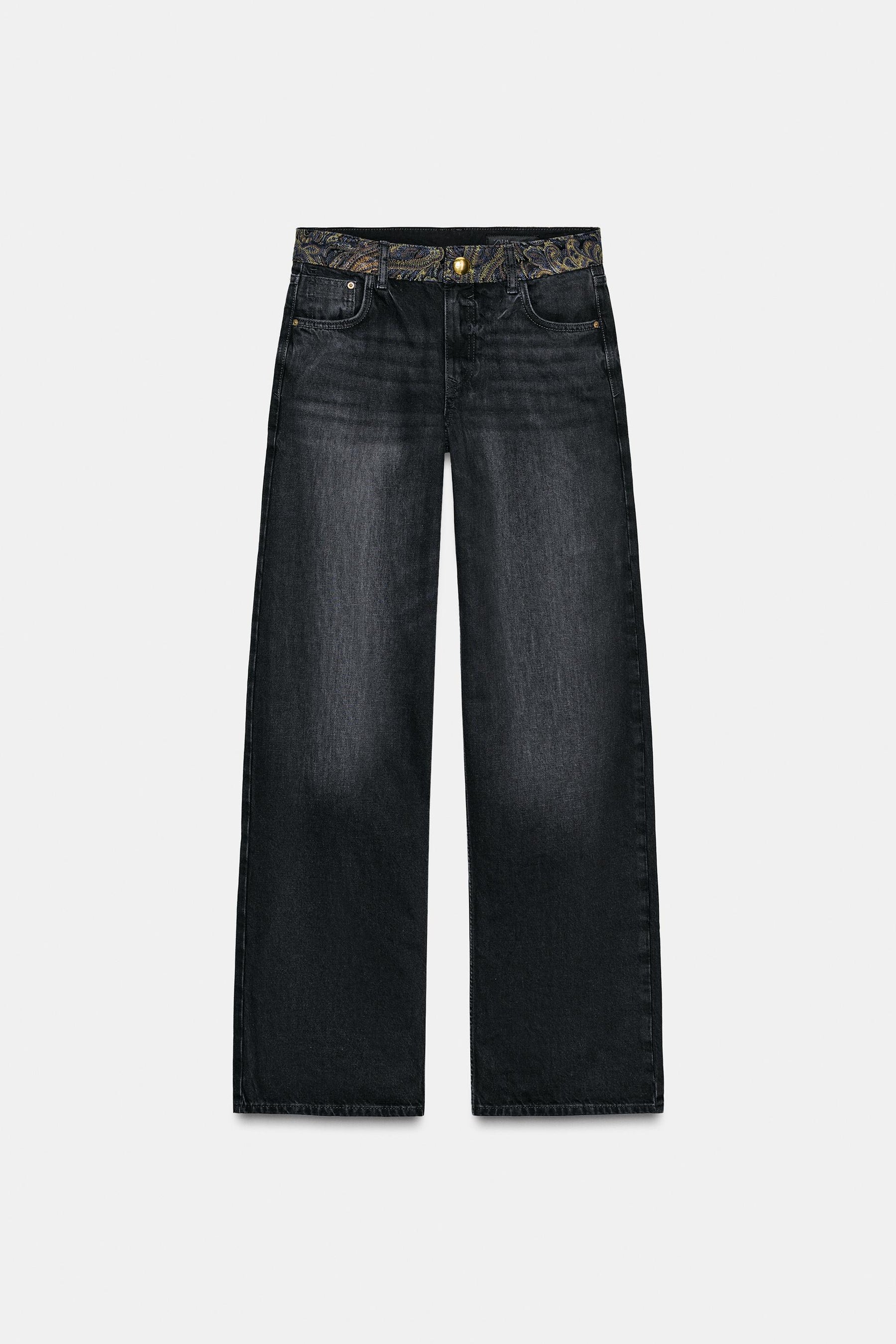 Mid-Waist Jacquard Jeans