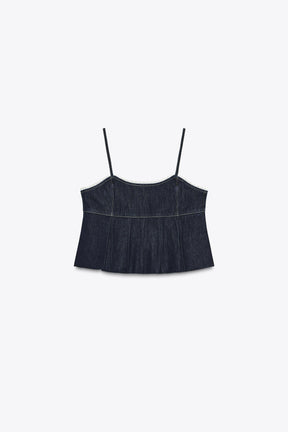 Denim Lace Crop Top