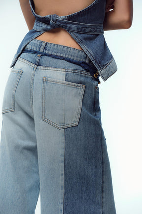 Wide-leg high-waist jeans