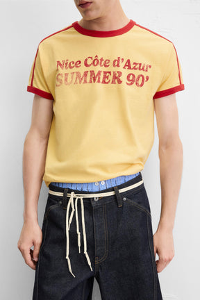 RIB T-SHIRT WITH CONTRAST SLOGAN - Image 7