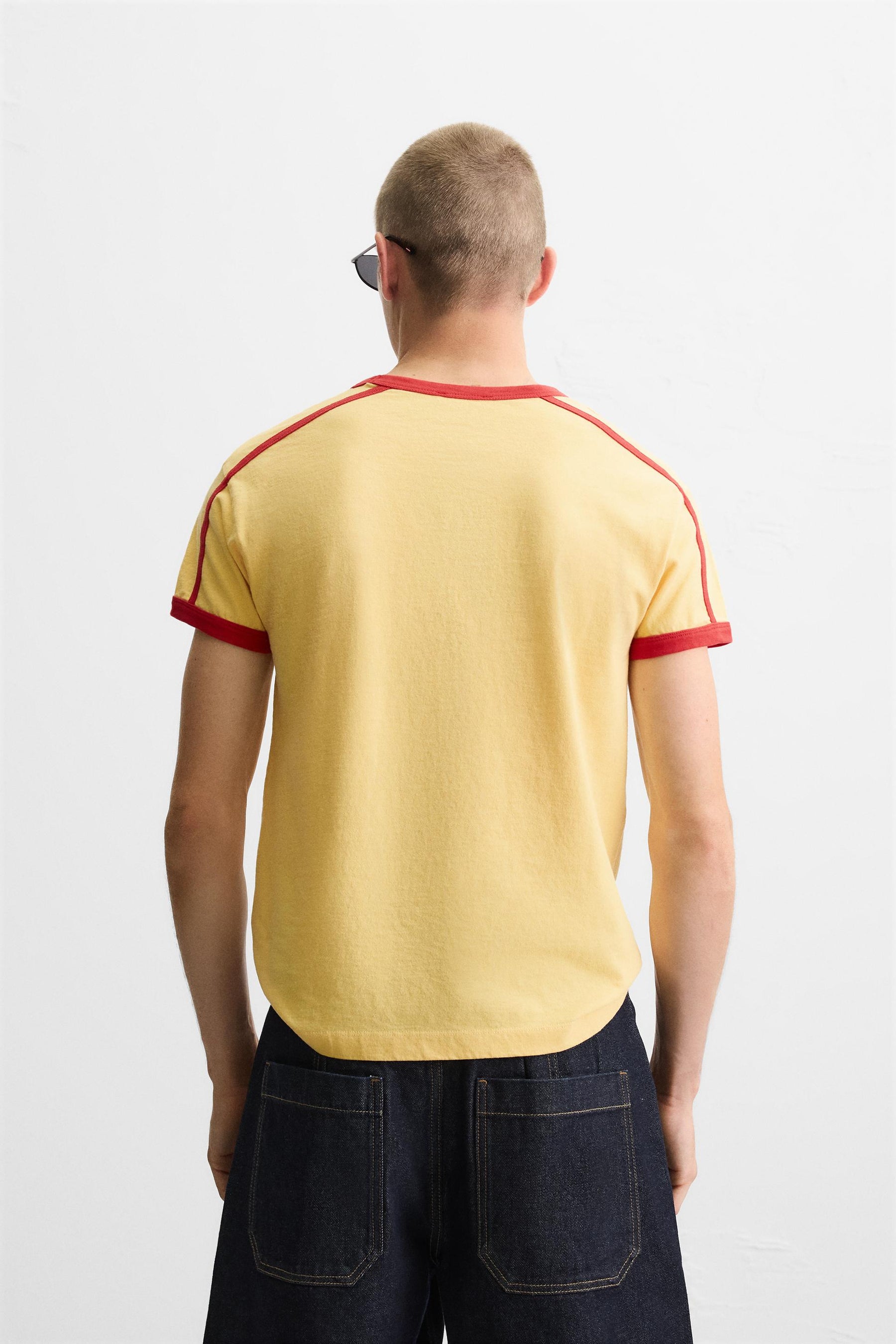 RIB T-SHIRT WITH CONTRAST SLOGAN - Image 3