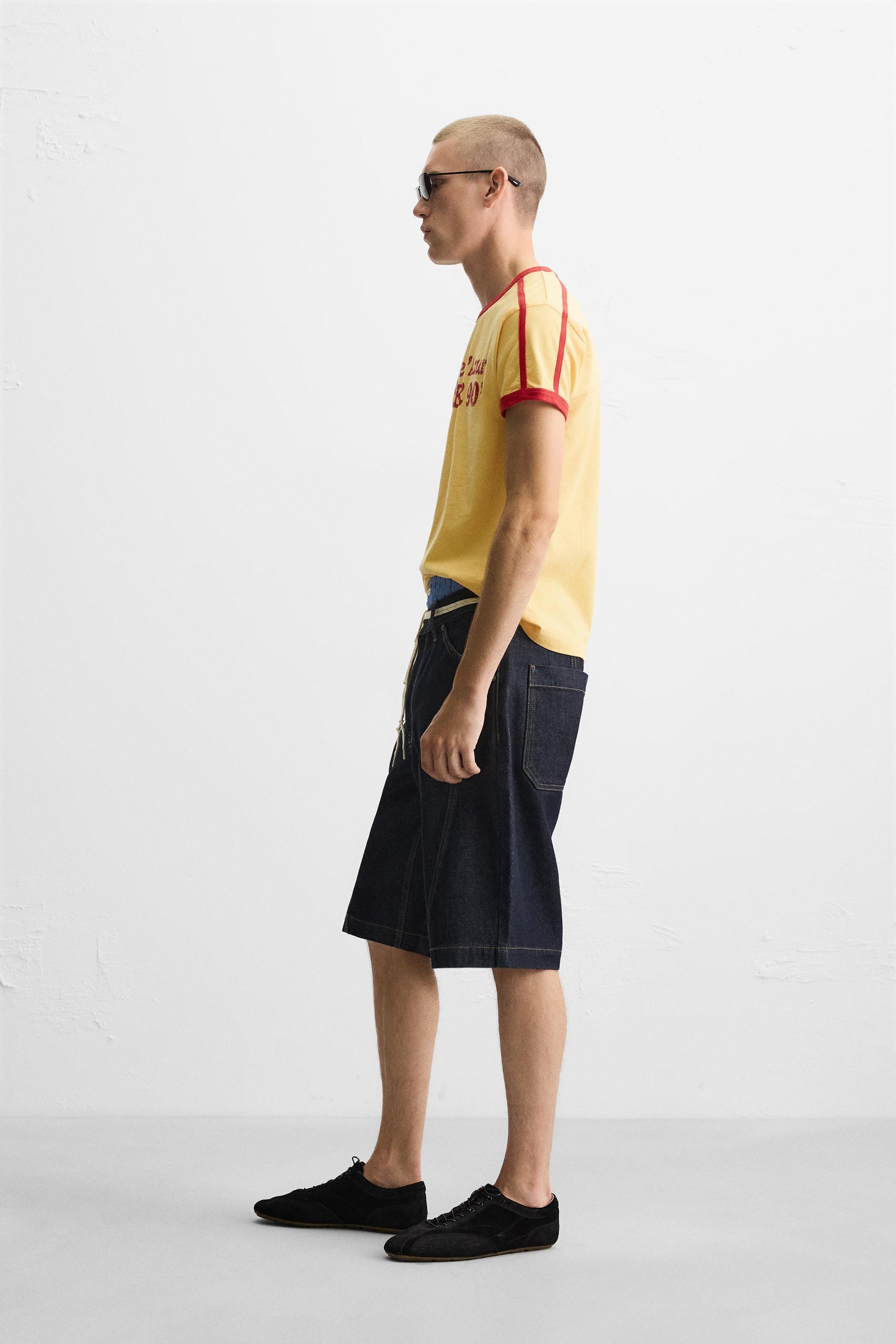 RIB T-SHIRT WITH CONTRAST SLOGAN - Image 4