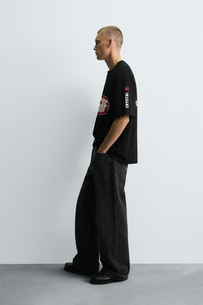 T-SHIRT WITH CONTRAST GRAPHICS - Image 4