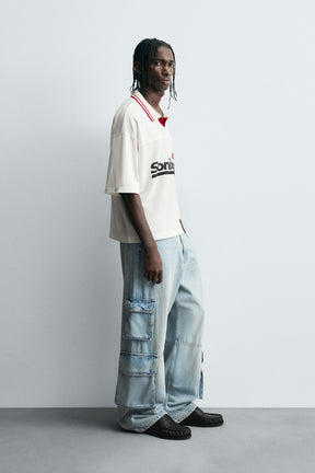 RETRO FOOTBALL PRINT POLO SHIRT - Image 3