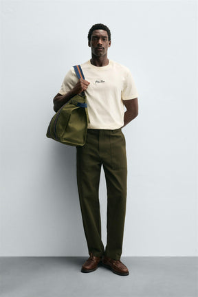 EMBROIDERED SLOGAN T-SHIRT - Image 1