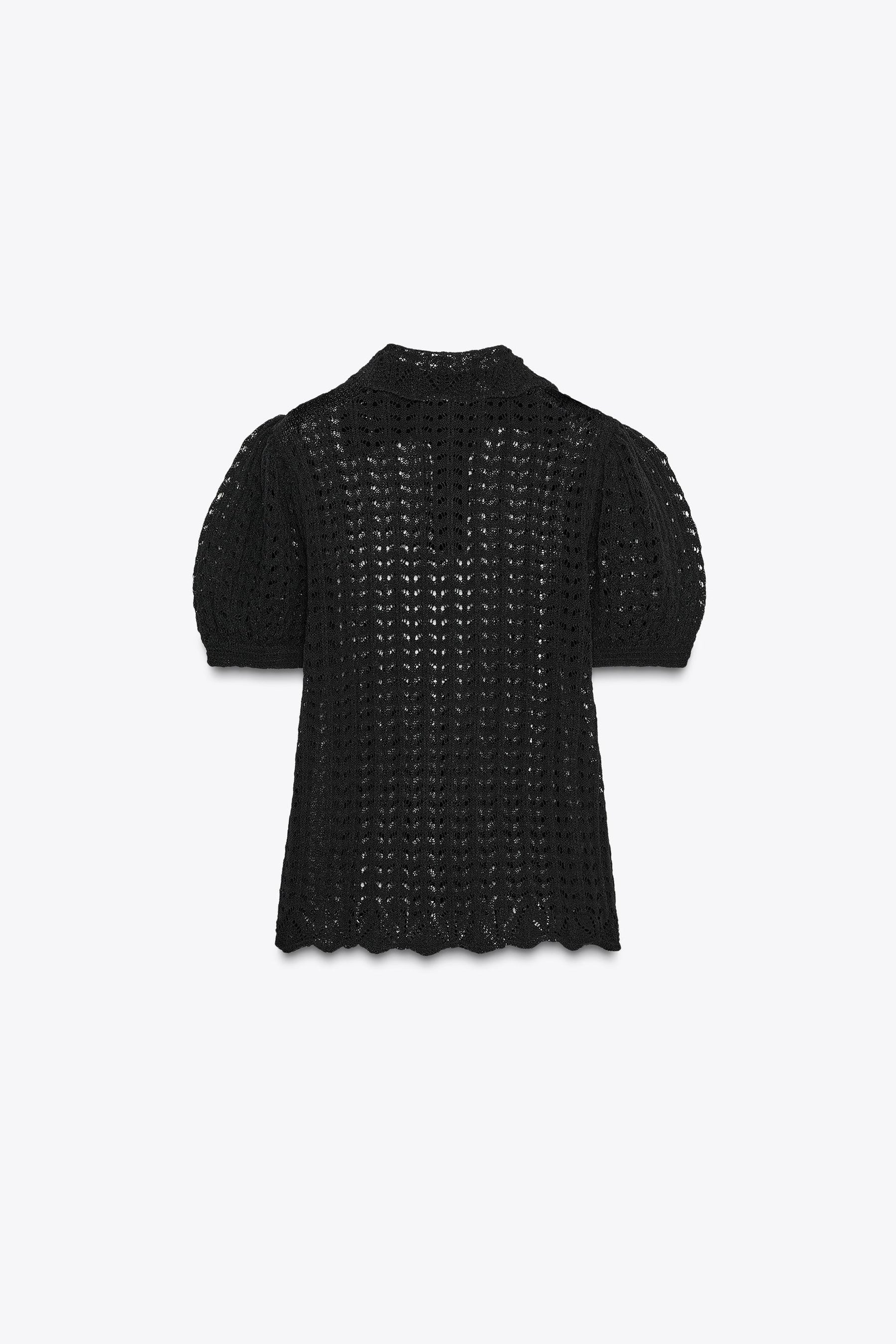 Pointelle knit polo shirt