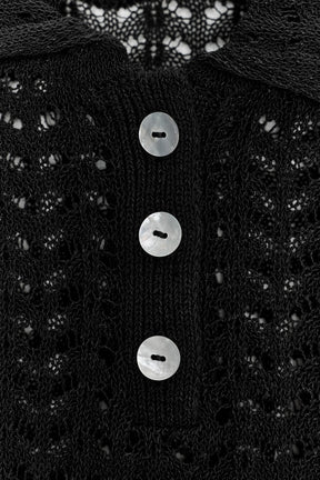 Pointelle knit polo shirt