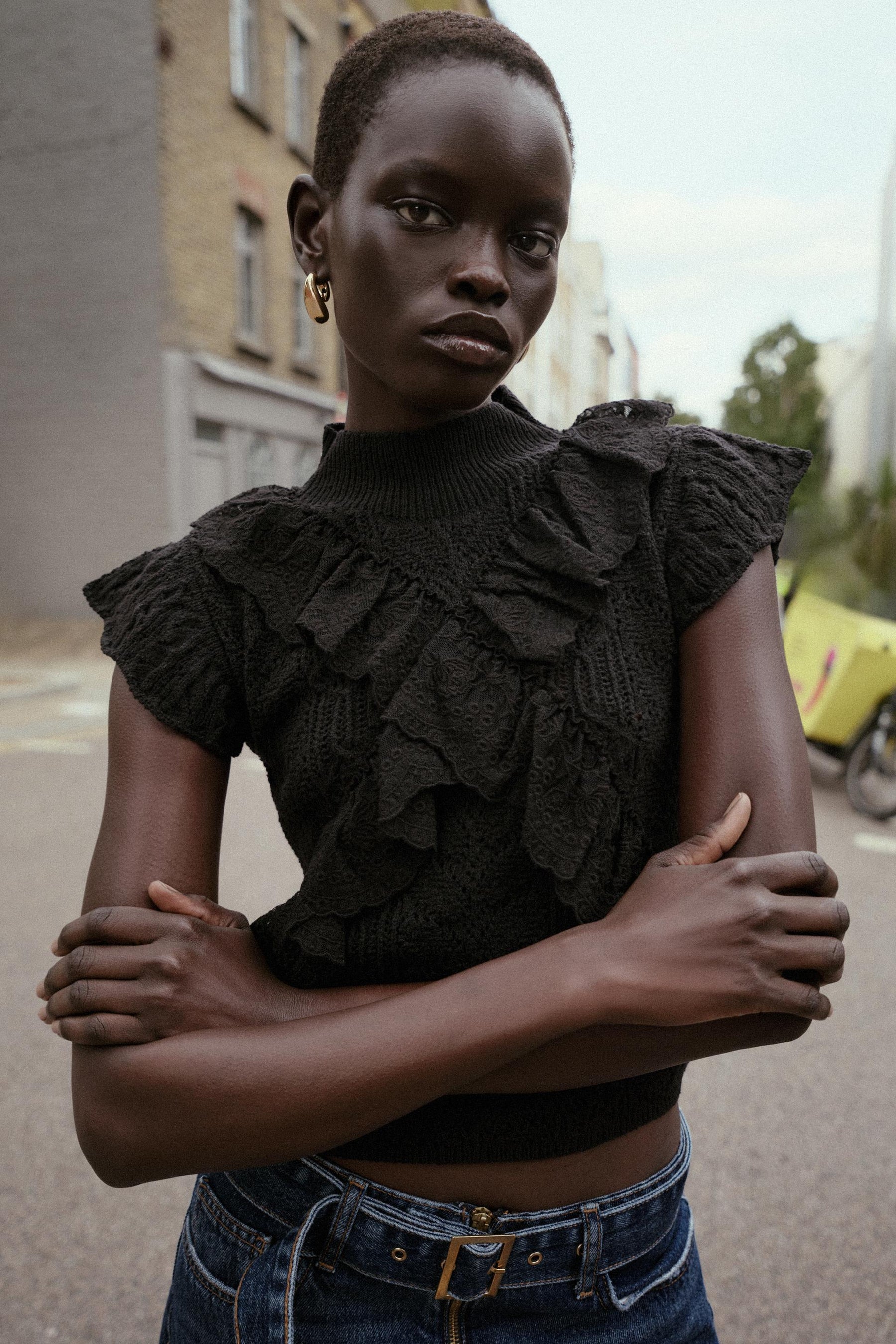 POINTELLE KNIT TOP WITH RUFFLES - Image 4