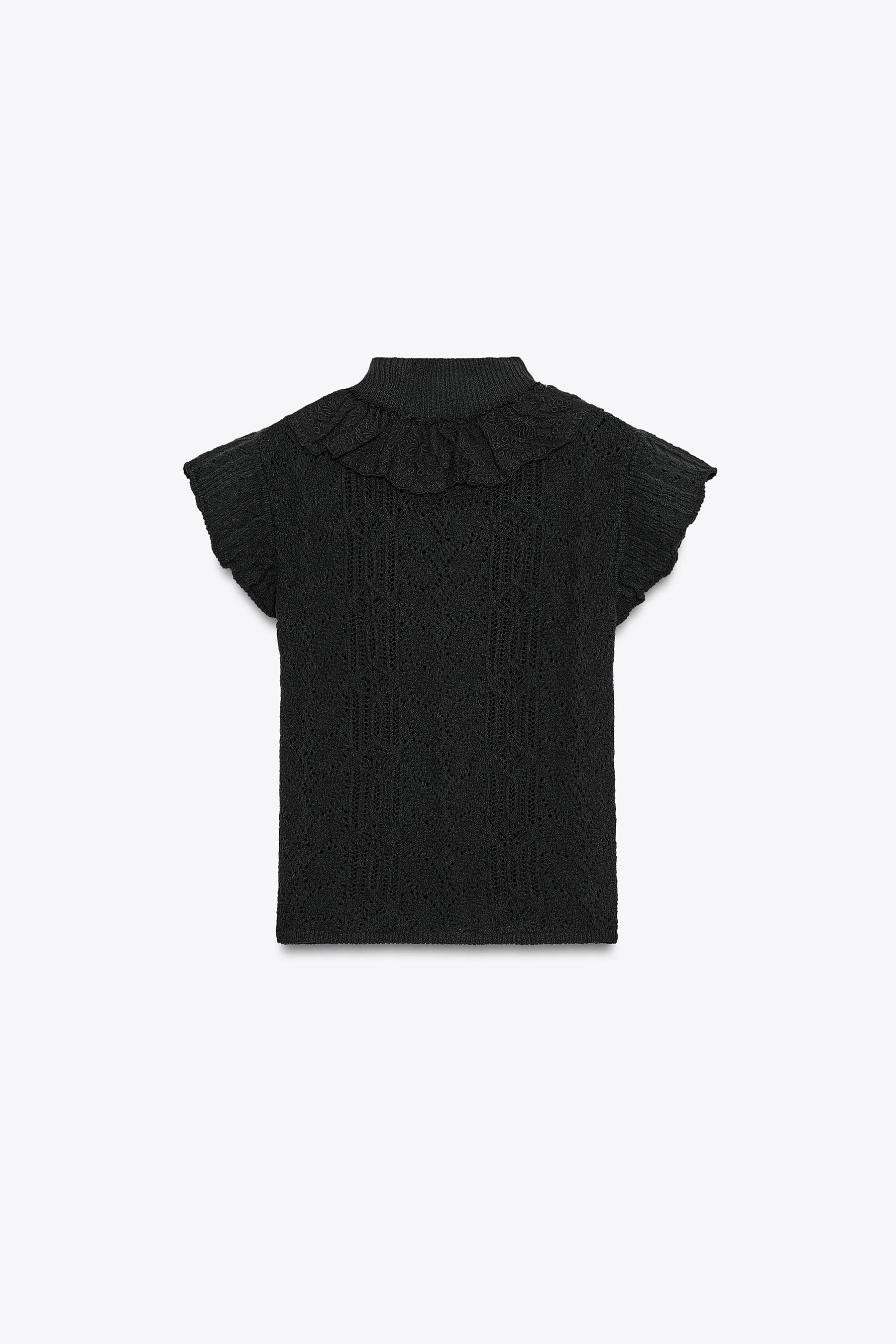 POINTELLE KNIT TOP WITH RUFFLES - Image 7