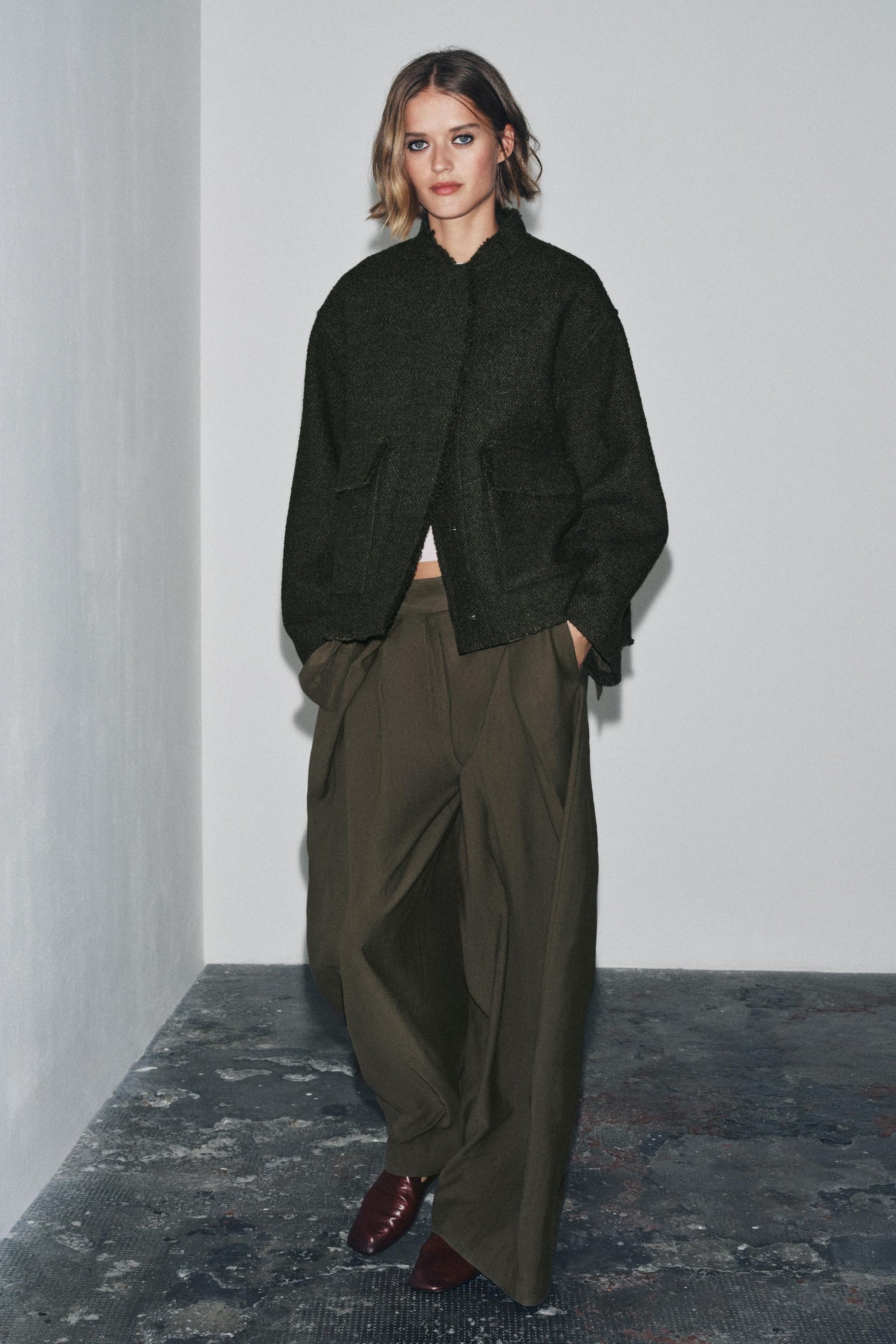 TEXTURED WOOL BLEND JACKET ZW COLLECTION - Image 1