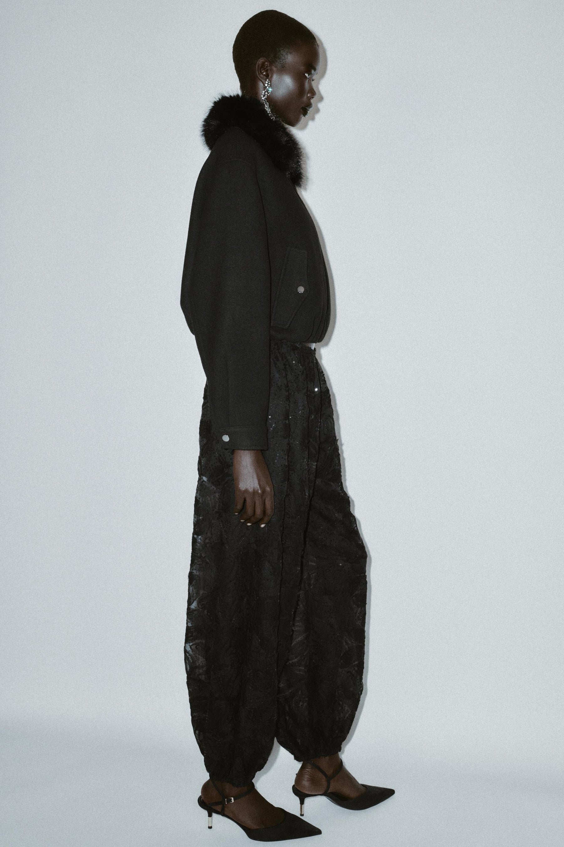 BOMBER JACKET WITH FAUX FUR COLLAR - Image 4