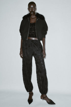 BOMBER JACKET WITH FAUX FUR COLLAR - Image 1