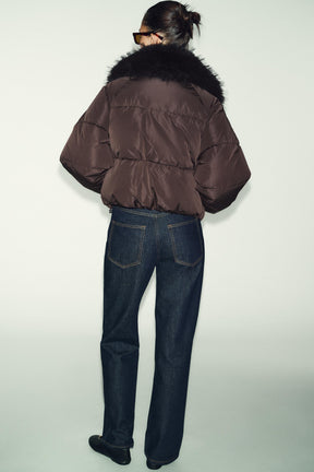 QUILTED BOMBER WITH FUR
