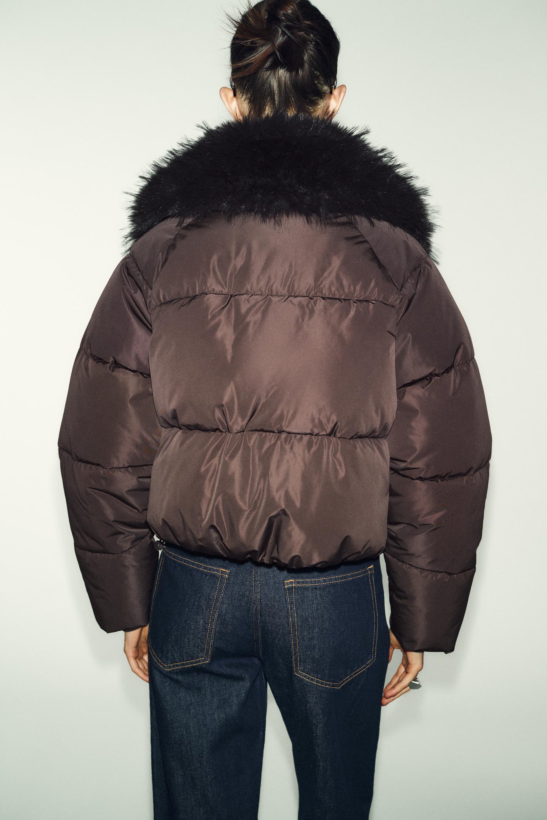 QUILTED BOMBER WITH FUR