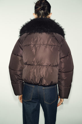 QUILTED BOMBER WITH FUR