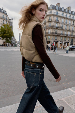 SHORT KNITTED PUFFER GILET - Image 6