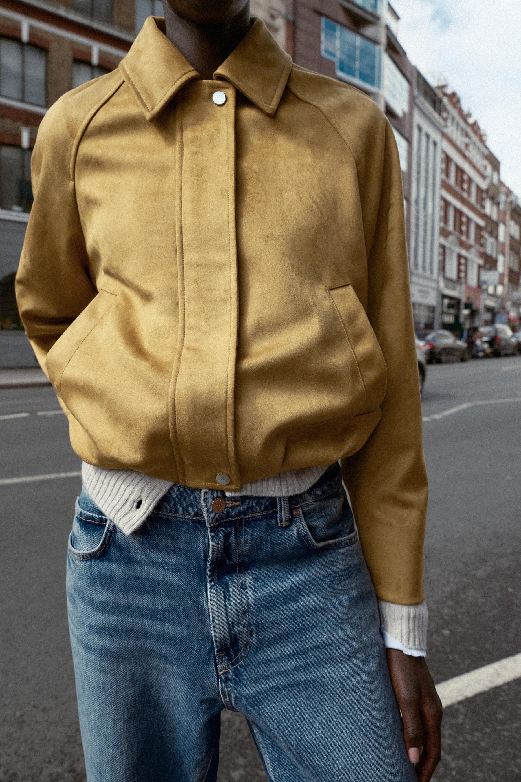 FAUX SUEDE BOMBER JACKET - Image 4