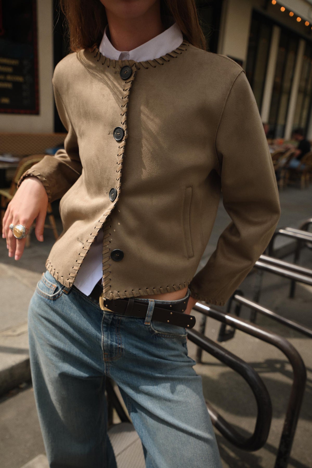 SUEDE EFFECT BRAIDED JACKET