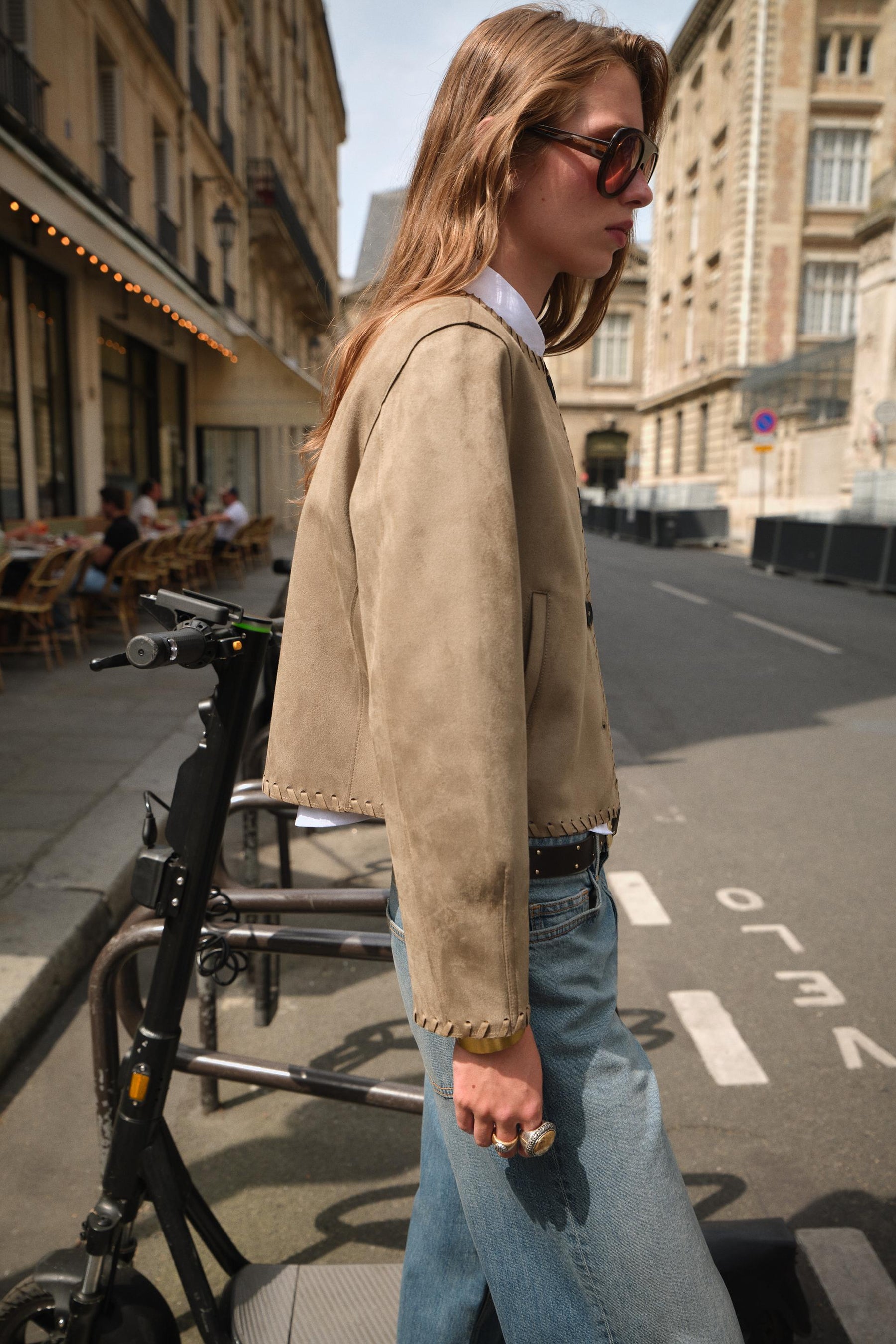 SUEDE EFFECT BRAIDED JACKET