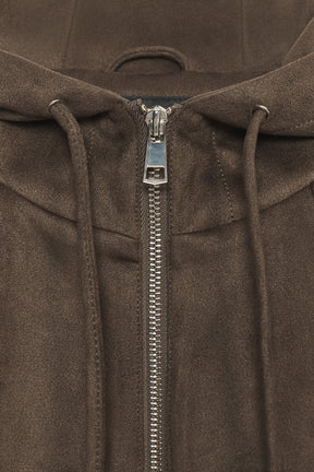 HOODED FAUX SUEDE BOMBER JACKET - Image 8