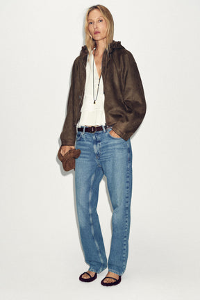 Faux suede bomber jacket