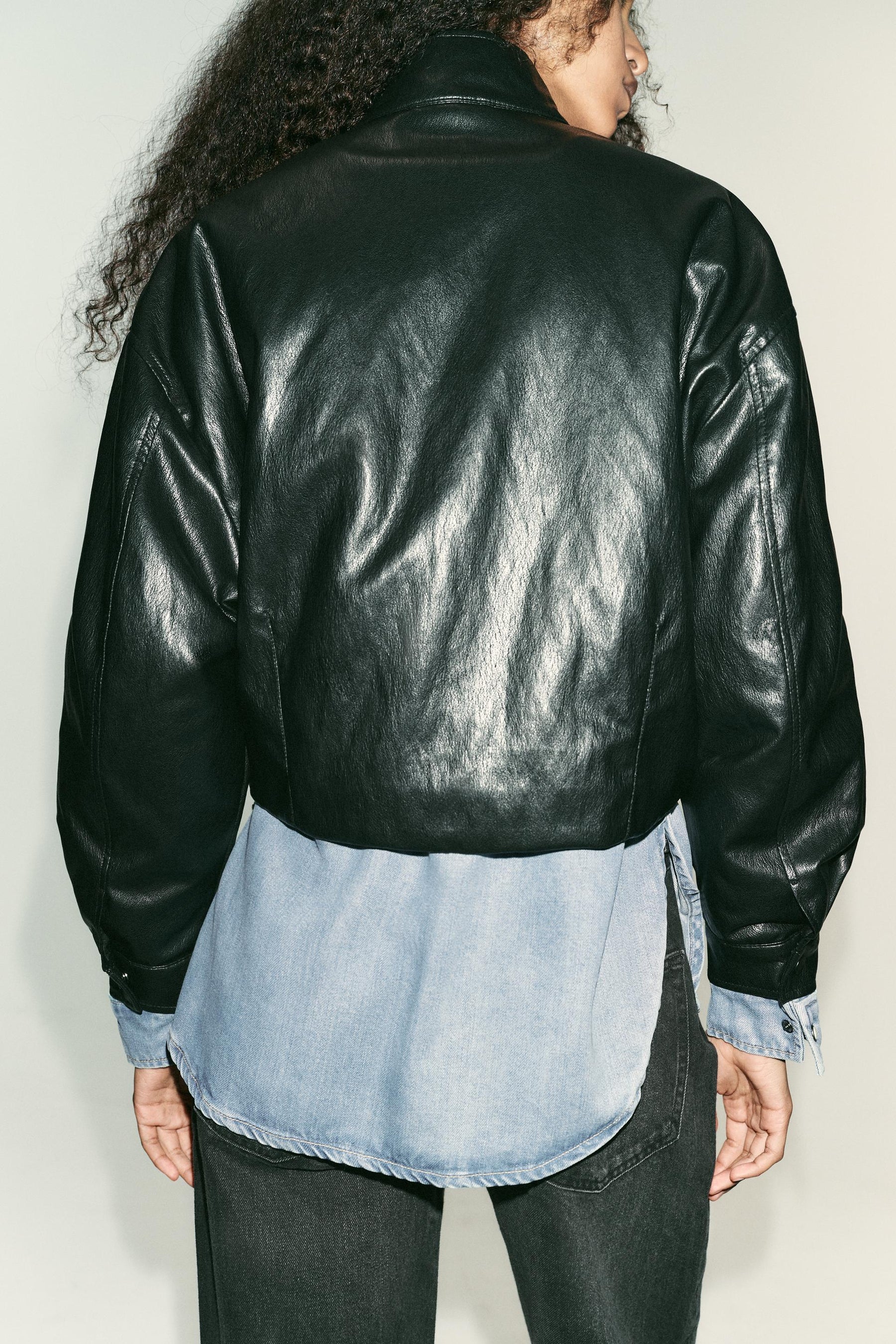 Faux Leather Bomber Jacket