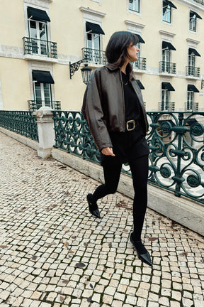 Faux Leather Bomber Jacket