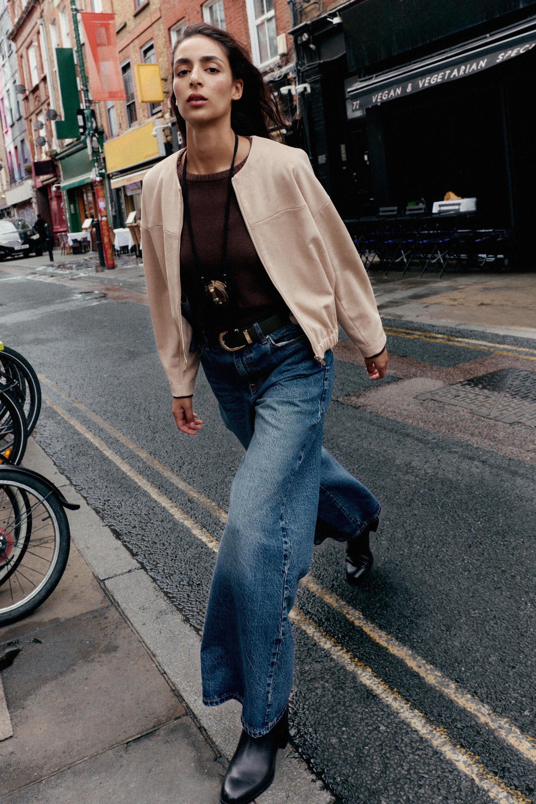 FAUX SUEDE BOMBER JACKET - Image 1