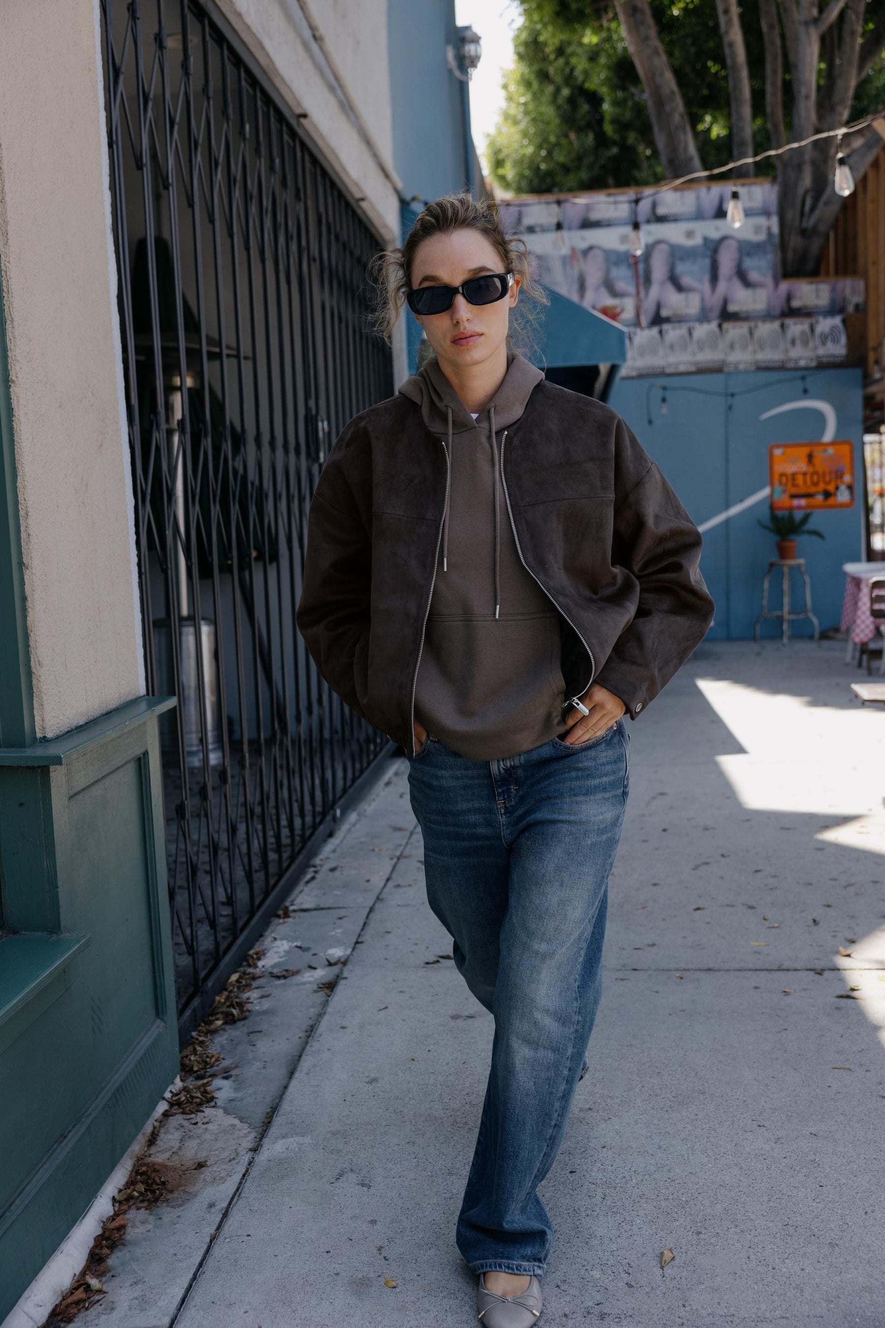 FAUX SUEDE BOMBER JACKET - Image 1