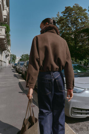 Faux Fur Collar Bomber