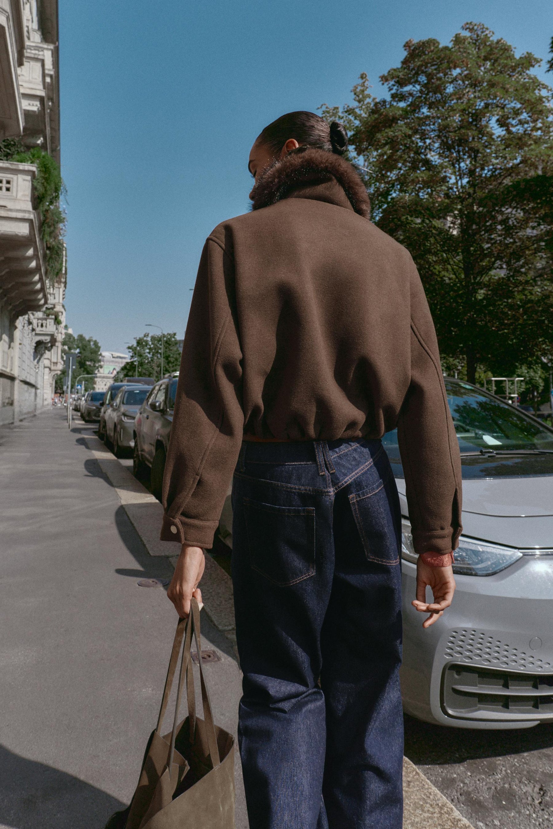 SOFT BOMBER JACKET WITH FAUX FUR COLLAR - Image 3