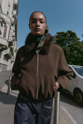 SOFT BOMBER JACKET WITH FAUX FUR COLLAR - Image 4