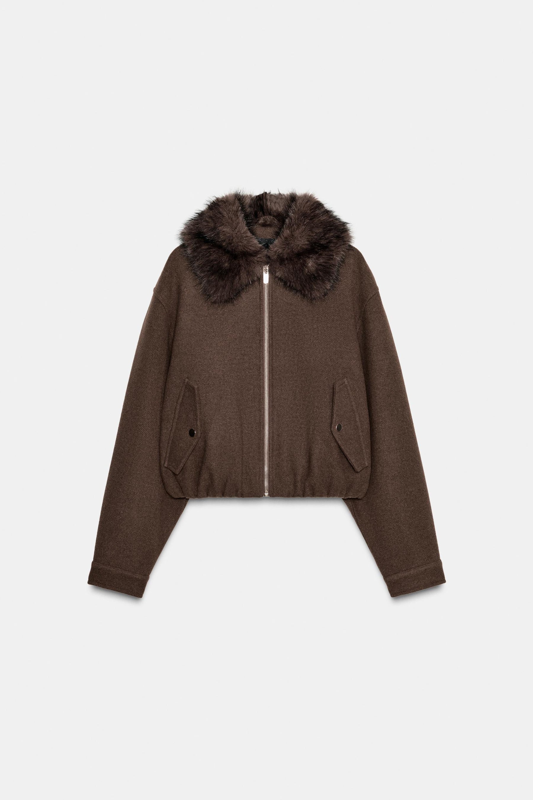 Faux Fur Collar Bomber