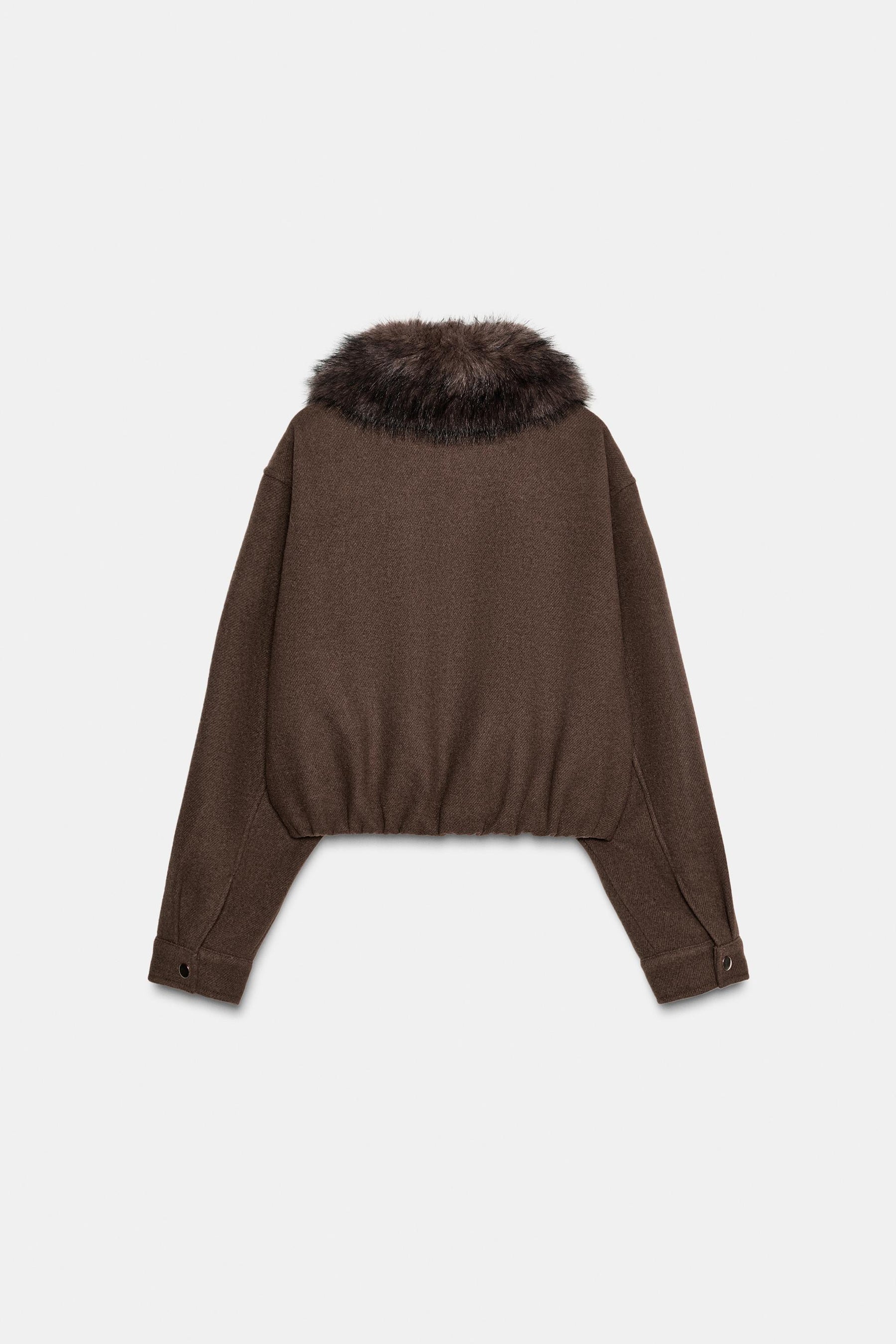 SOFT BOMBER JACKET WITH FAUX FUR COLLAR - Image 9