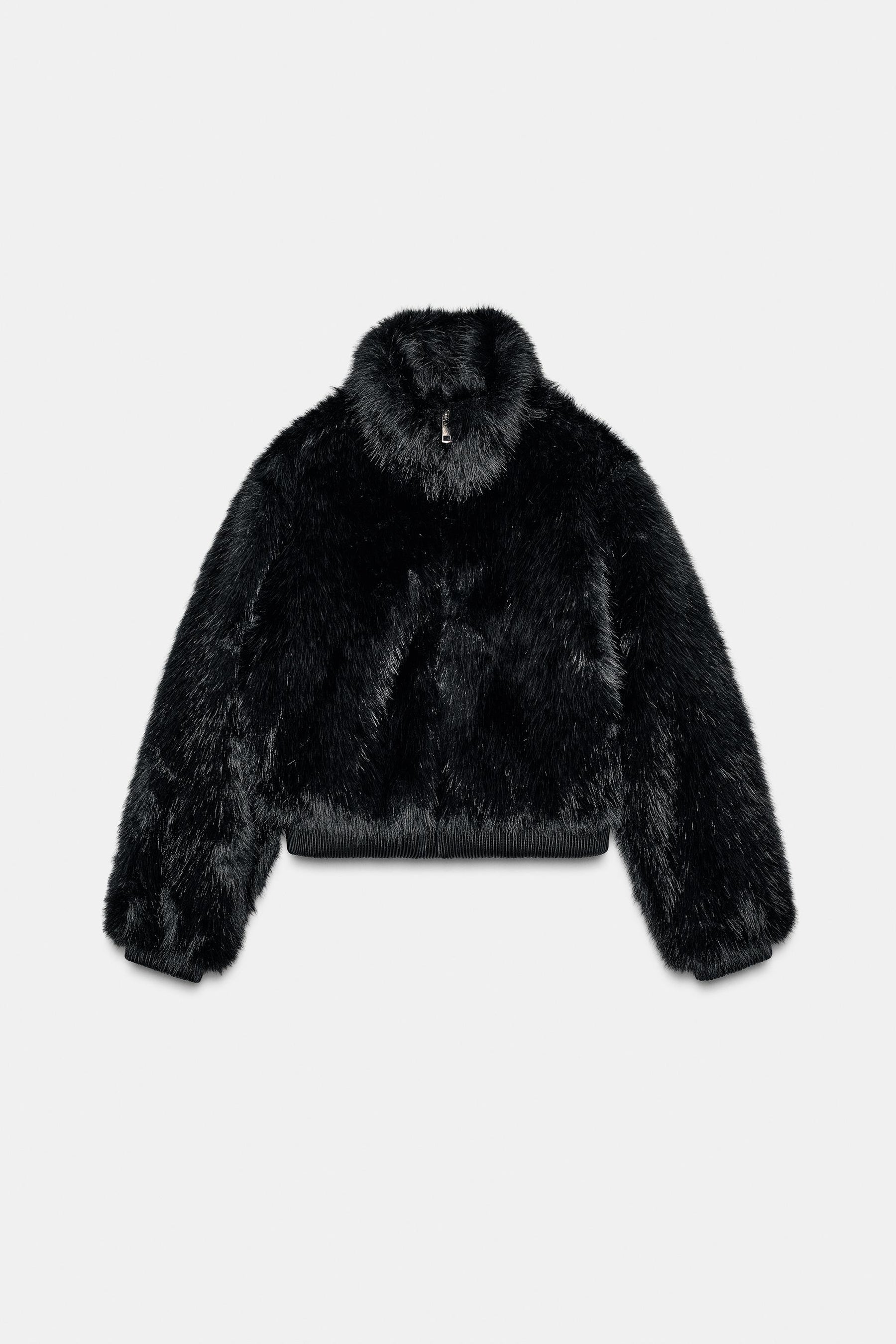 SHORT FAUX FUR COAT WITH HIGH NECK - Image 5