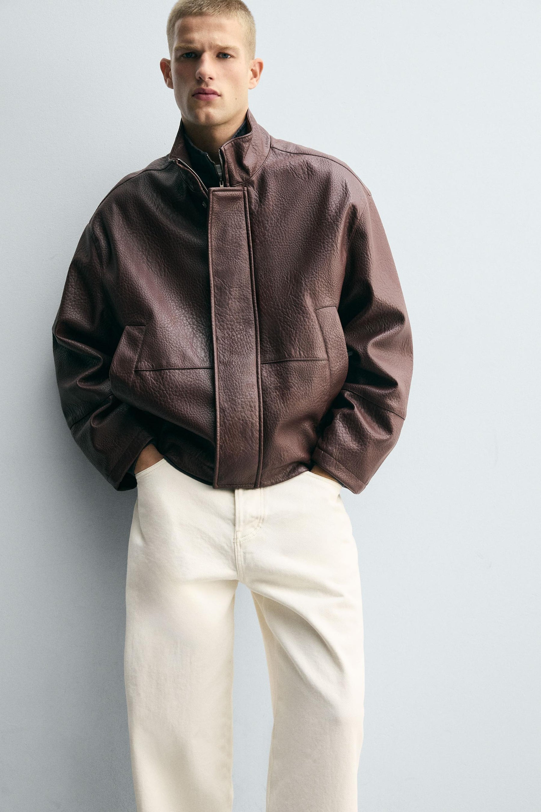 LEATHER EFFECT TEXTURED JACKET - Image 5